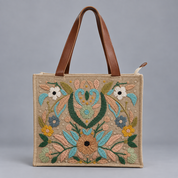 VERDENA | Botanical Beaded Embroidery Tote